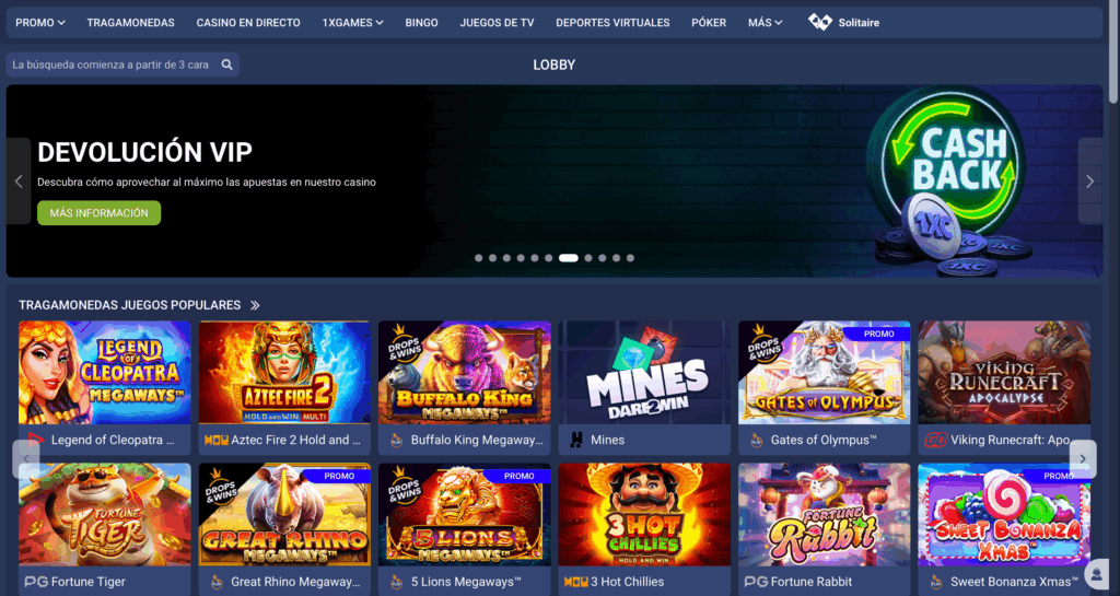 Devolución VIP y cashback en 1xCasino Argentina con promociones activas para jugadores