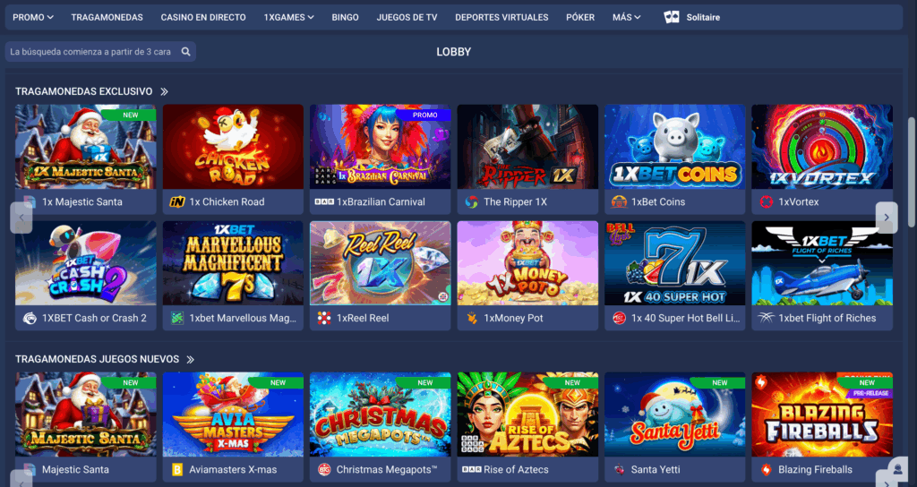 Tragamonedas exclusivas de 1xCasino Argentina como Majestic Santa y Chicken Road