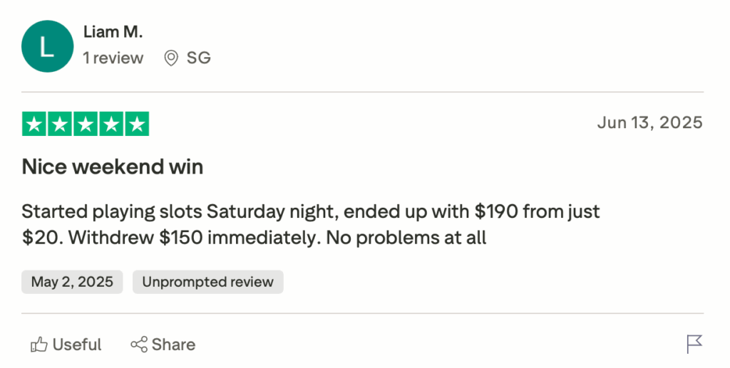 Reseña positiva sobre ganancias en tragamonedas y retiro rápido en 1xCasino